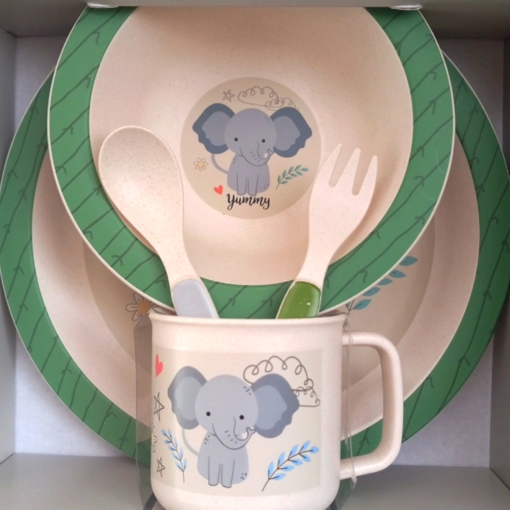 ELEPHANT 5PC  BAMBOO DINNERWARE  SET